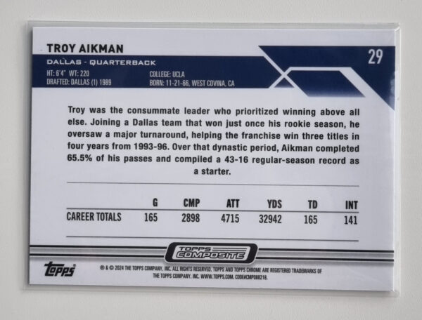 2023 Topps Composite #29 Troy Aikman CHROME – Image 2