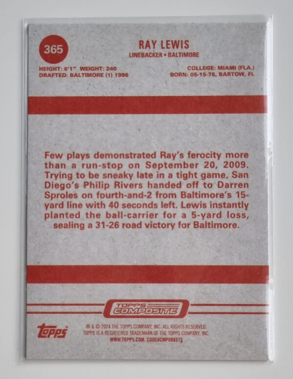 2023 Topps Composite #365 Ray Lewis HERITAGE – Image 2
