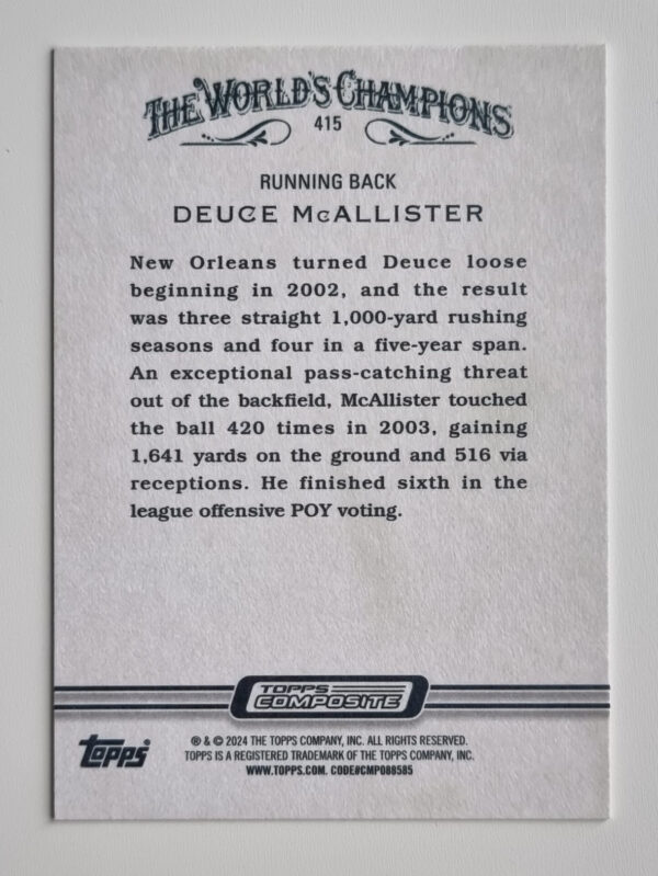 2023 Topps Composite #415 Deuce McAllister A&G – Image 2