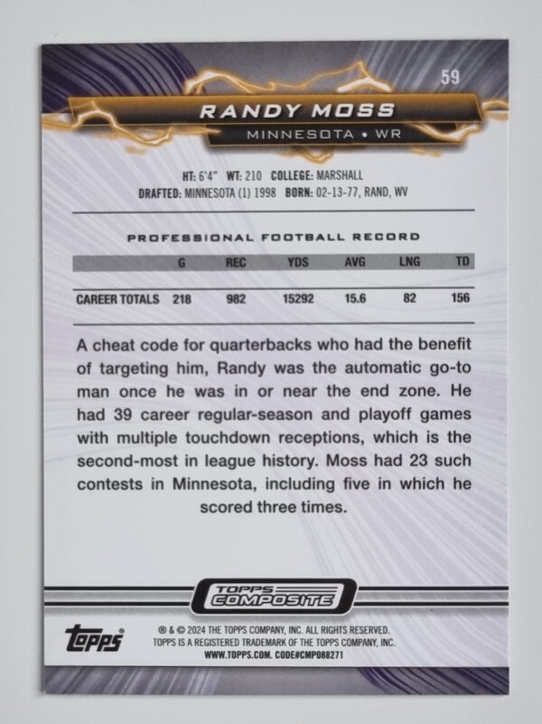 2023 Topps Composite #59 Randy Moss RESURGE – Image 2