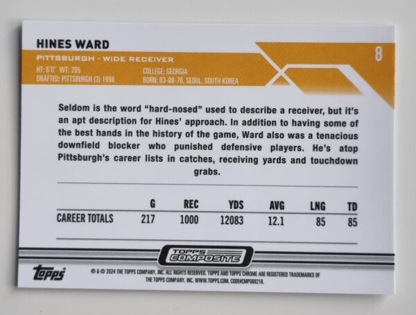 2023 Topps Composite #8 Hines Ward CHROME – Image 2