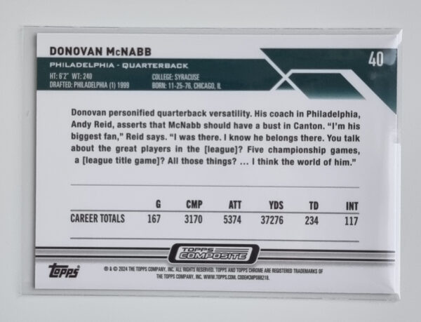 2023 Topps Composite Chrome Pink Refractors #40 Donovan McNabb – Image 2