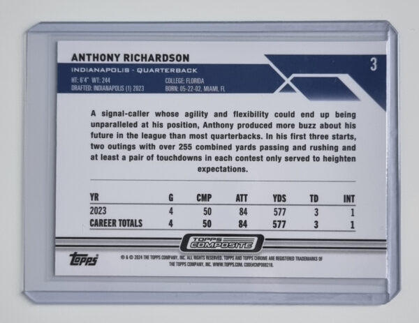 2023 Topps Composite #3 Anthony Richardson CHROME – Image 2
