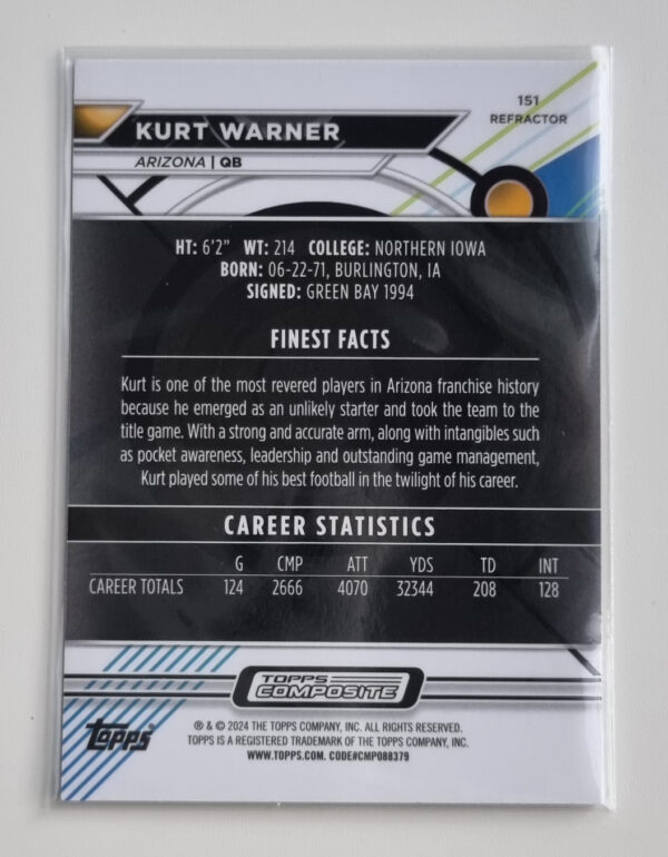 2023 Topps Composite Finest Refractors #151 Kurt Warner – Image 2