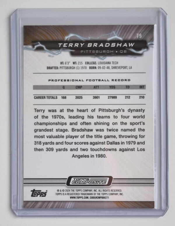 2023 Topps Composite Resurgence Sky Blue and Pink Shock #79 Terry Bradshaw – Image 2