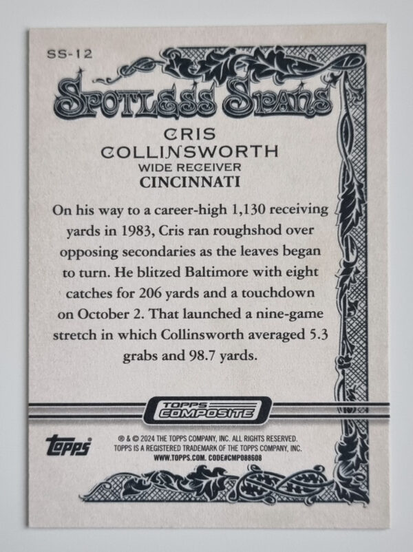 2023 Topps Composite Spotless Spans #SS12 Cris Collinsworth – Image 2