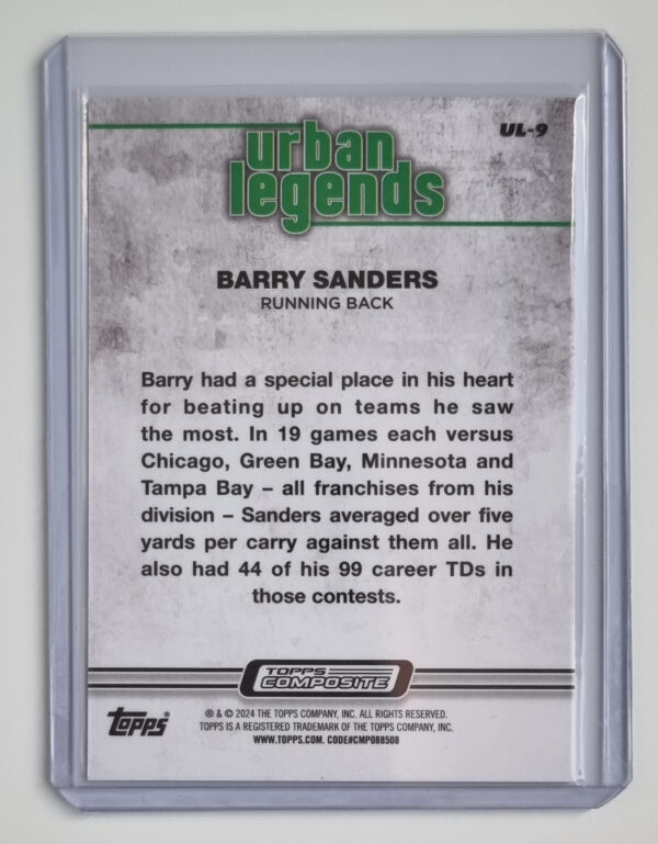 2023 Topps Composite Urban Legends #UL9 Barry Sanders – Image 2