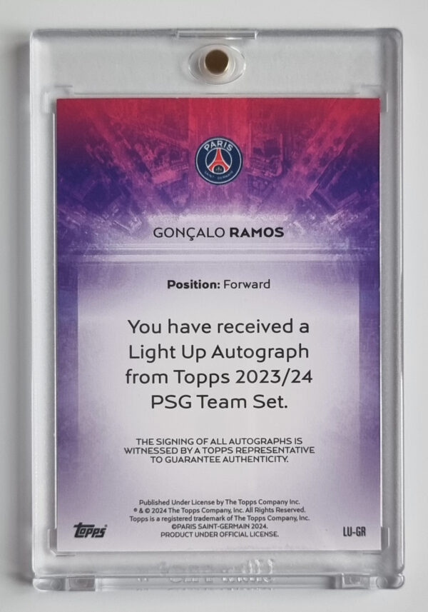 2023-24 Topps Paris Saint-Germain Team Set #LUGR Light Up Goncalo Ramos /250 – Image 2