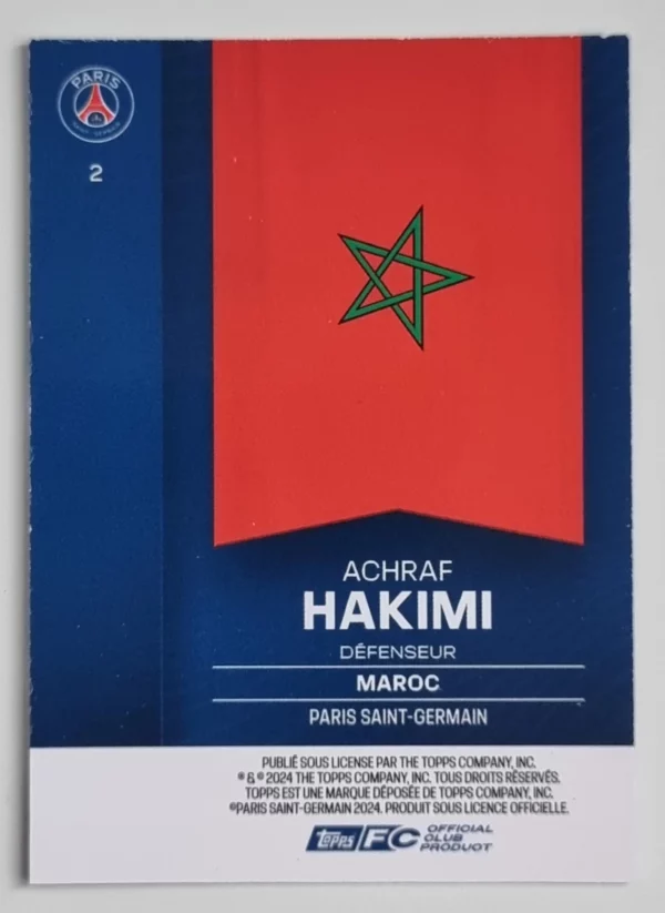 2024-25 Topps Paris Saint-Germain Fan Set #2 Achraf Hakimi – Image 2