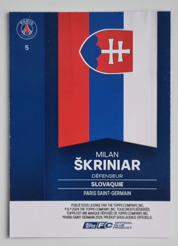 2024-25 Topps Paris Saint-Germain Fan Set #5 Milan Skriniar – Image 2