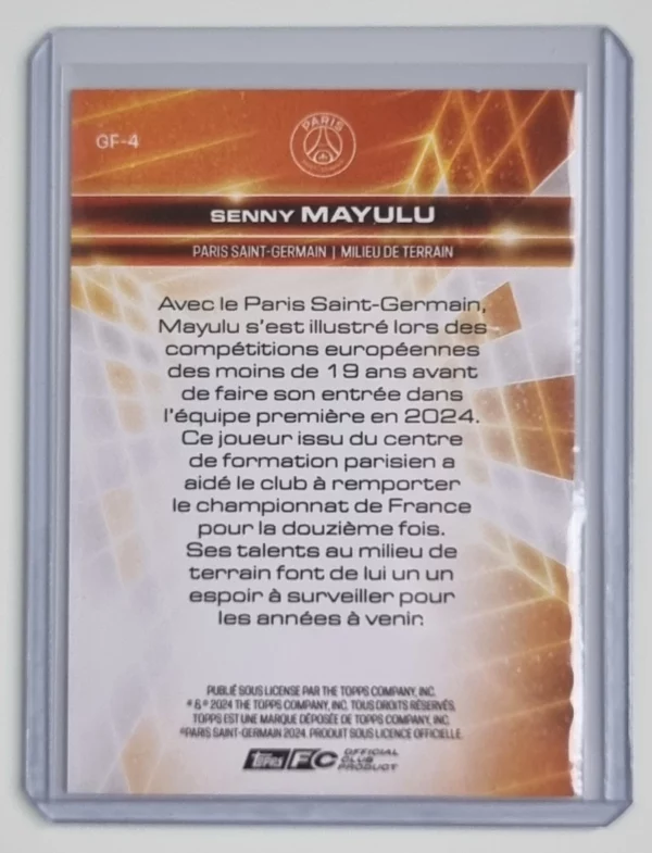 2024-25 Topps Paris Saint-Germain Fan Set Golden Future #GF4 Senny Mayulu Electro – Image 2