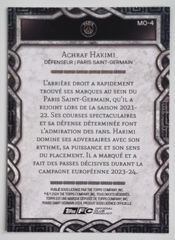 2024-25 Topps Paris Saint-Germain Fan Set Monolith #MO4 Achraf Hakimi – Image 2