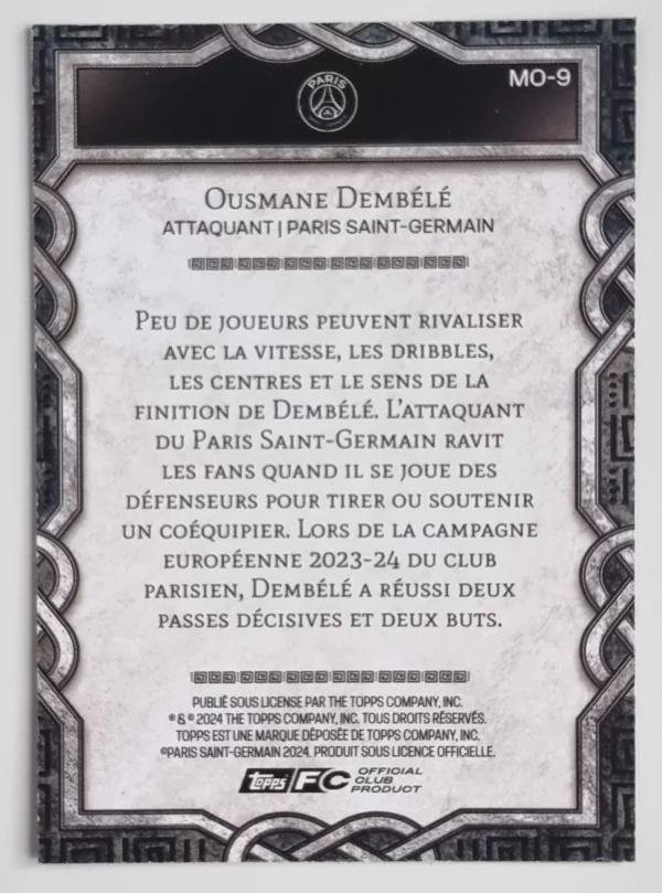 2024-25 Topps Paris Saint-Germain Fan Set Monolith #MO9 Ousmane Dembele – Image 2