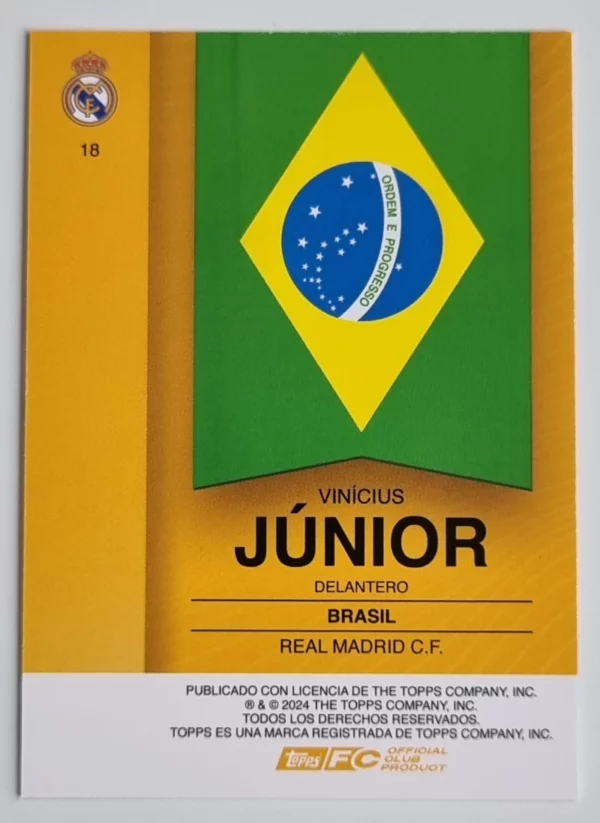 2024-25 Topps Real Madrid CF Fan Set #18 Vinicius Junior – Image 2