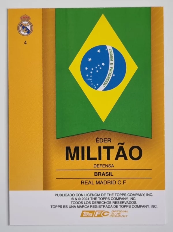 2024-25 Topps Real Madrid CF Fan Set #4 Eder Militao – Image 2