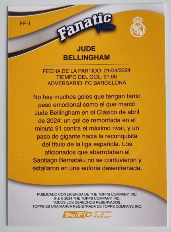 2024-25 Topps Real Madrid CF Fan Set Fanatic Fans #FF1 Jude Bellingham – Image 2