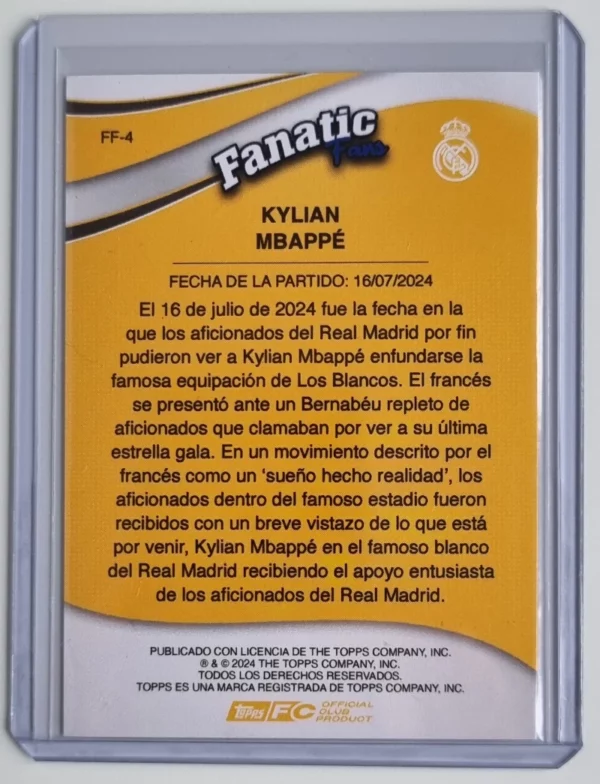 2024-25 Topps Real Madrid CF Fan Set Fanatic Fans #FF4 Kylian Mbappe Pink /99 – Image 2