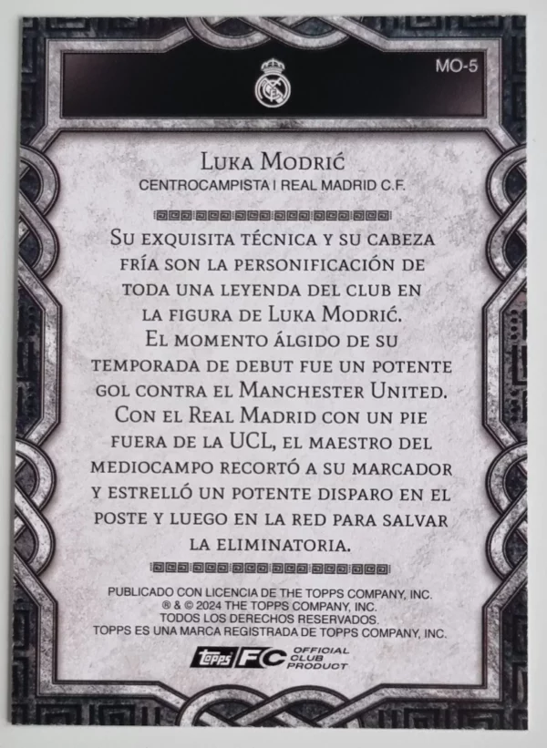 2024-25 Topps Real Madrid CF Fan Set Monolith #MO5 Luka Modric – Image 2
