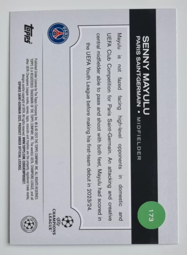 2024-25 Topps UEFA Club Competitions #173 Senny Mayulu – Image 2