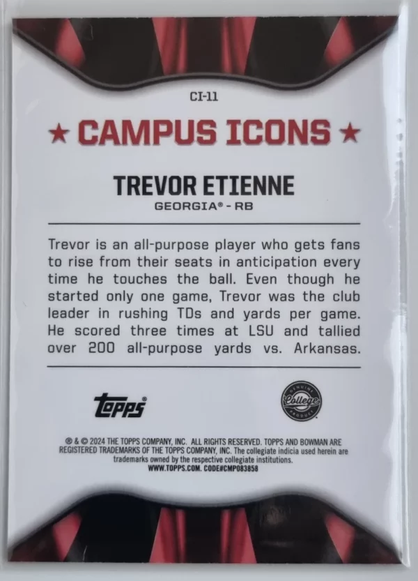 2024 Bowman Chrome University Campus Icons #CI11 Trevor Etienne – Image 2