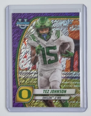 2024 Bowman Chrome University Shimmer Purple Refractors #171 Tez Johnson