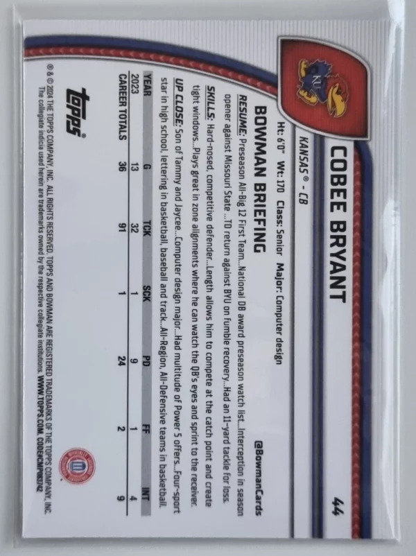 2024 Bowman Chrome University X-Fractors #44 Cobee Bryant – Image 2