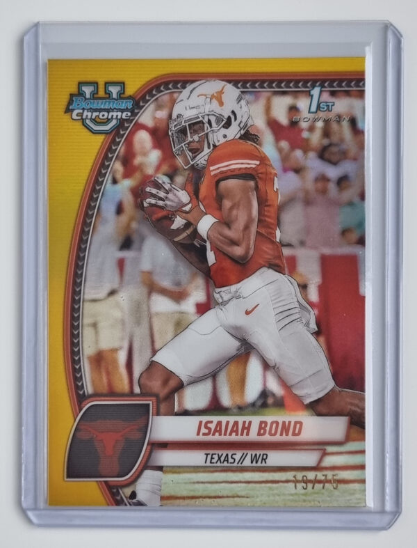 2024 Bowman Chrome University Yellow Refractors #60 Isaiah Bond
