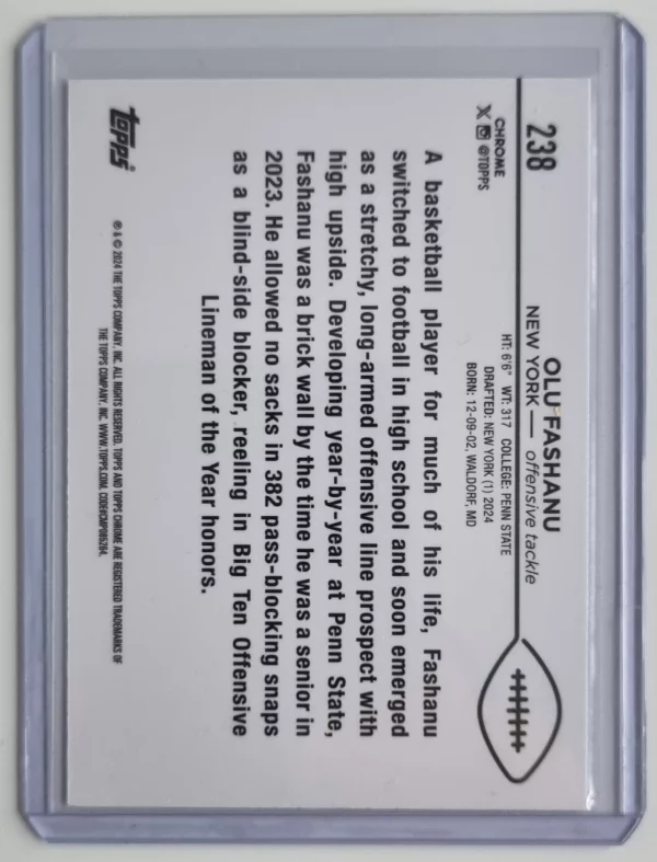 2024 Topps Chrome Blue Sonar Refractors #238 Olu Fashanu – Image 2