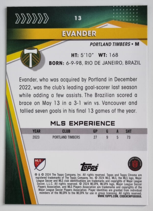 2024 Topps Chrome MLS #13 Evander – Image 2