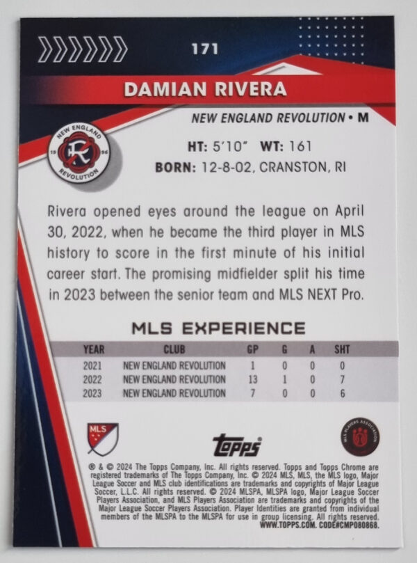 2024 Topps Chrome MLS #171 Damian Rivera – Image 2