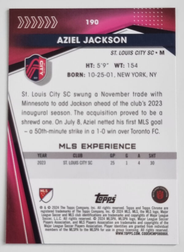 2024 Topps Chrome MLS #190 Aziel Jackson – Image 2