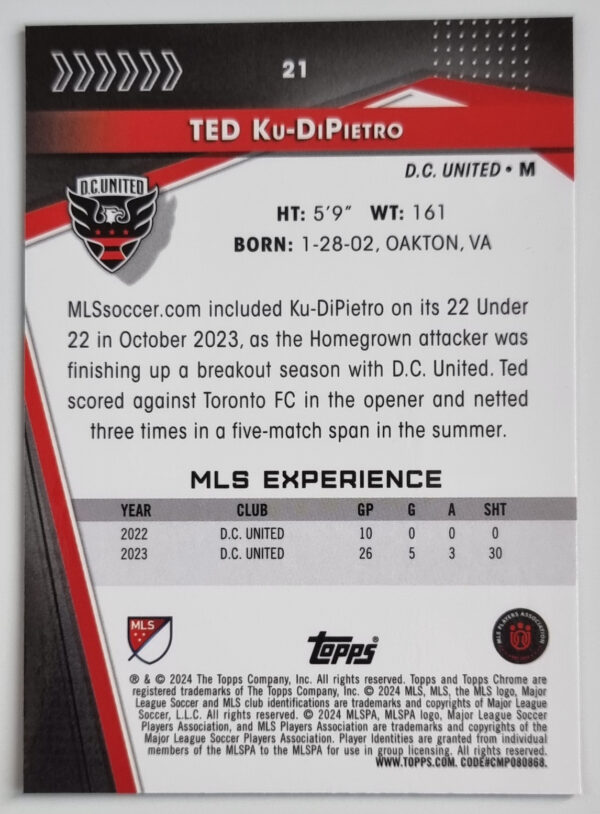 2024 Topps Chrome MLS #21 Ted Ku-DiPietro – Image 2