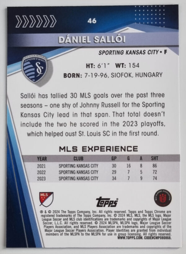 2024 Topps Chrome MLS #46 Daniel Salloi – Image 2