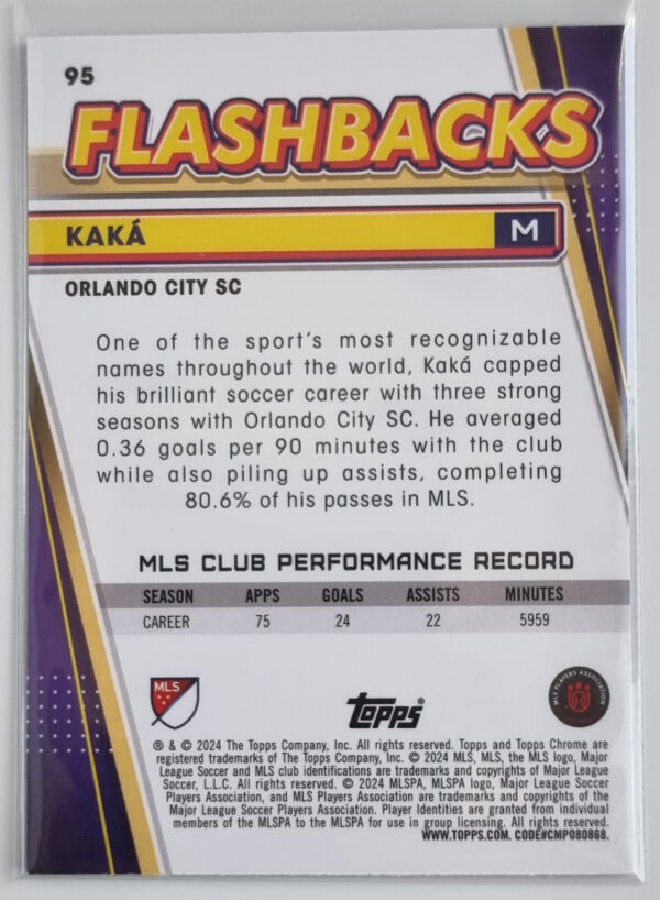 2024 Topps Chrome MLS #95 Kaka FB – Image 2