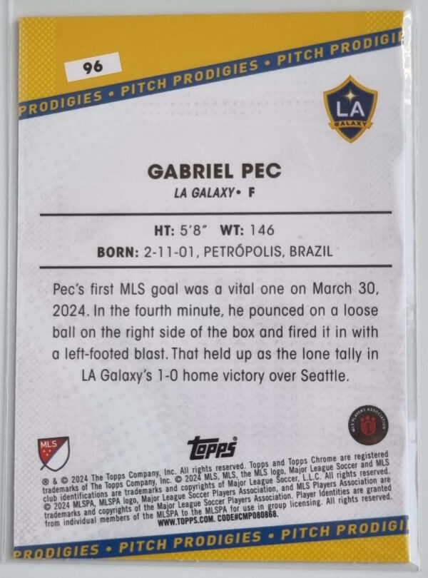 2024 Topps Chrome MLS #96 Gabriel Pec PP – Image 2