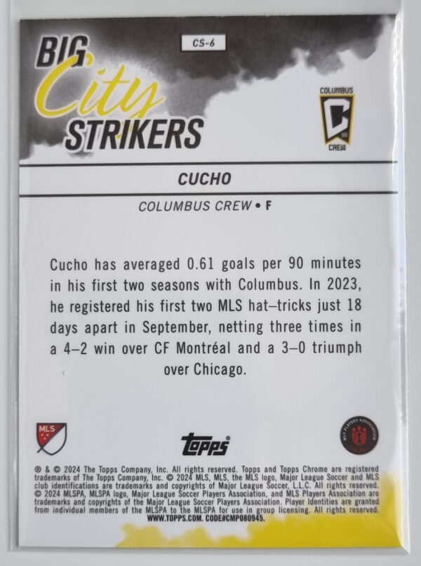 2024 Topps Chrome MLS Big City Strikers #CS6 Cucho – Image 2