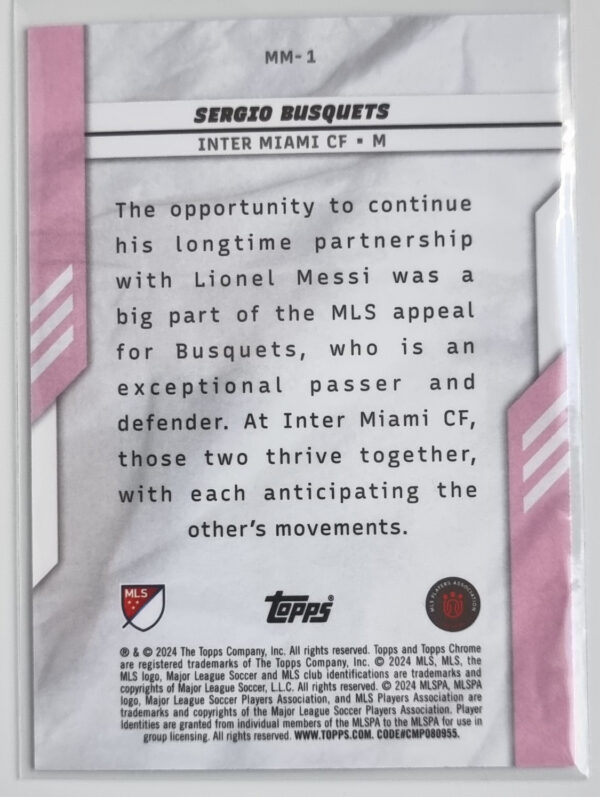 2024 Topps Chrome MLS Memory Makers #MM1 Sergio Busquets – Image 2
