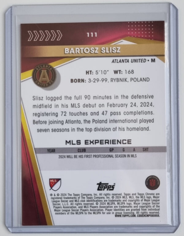 2024 Topps Chrome MLS Rose Gold Refractors #111 Bartosz Slisz – Image 2