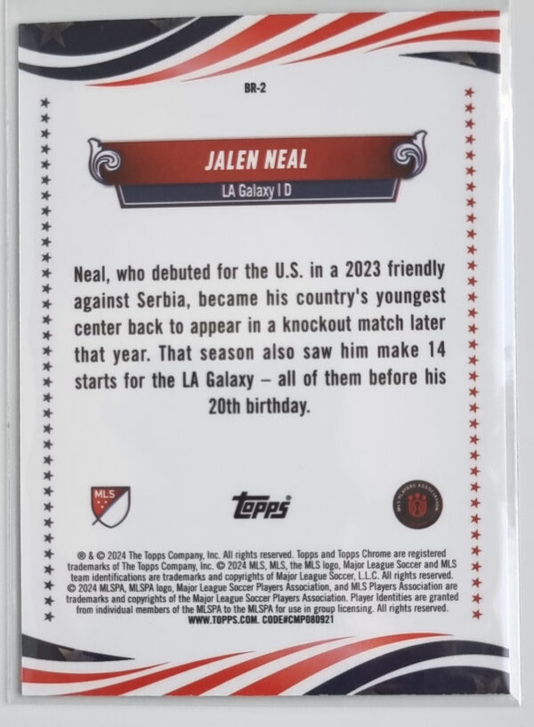 2024 Topps Chrome MLS The Brave #BR2 Jalen Neal – Image 2