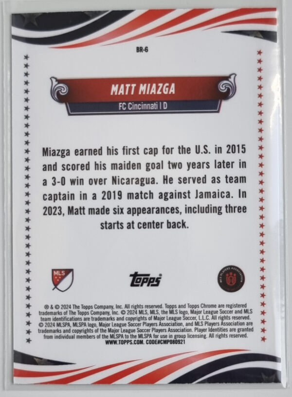 2024 Topps Chrome MLS The Brave #BR6 Matt Miazga – Image 2