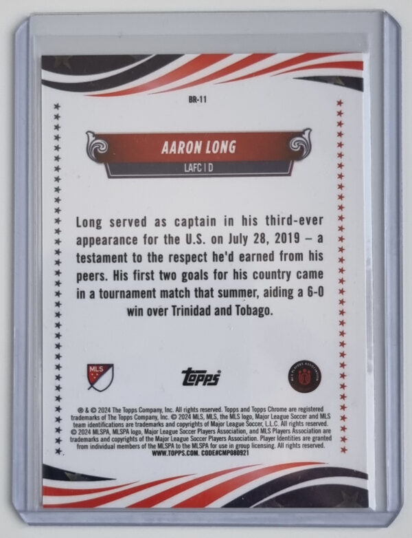 2024 Topps Chrome MLS The Brave Gold Refractors #BR11 Aaron Long – Image 2
