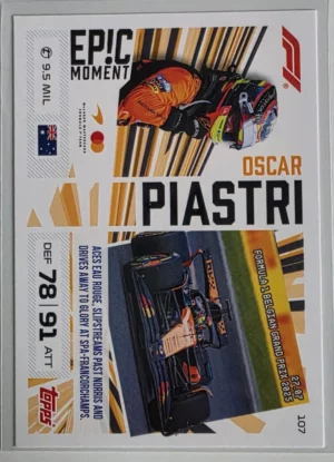 2026 Topps Formula 1 Turbo Attax Epic Moments #107 Oscar Piastri