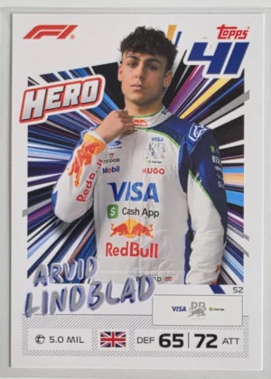 2026 Topps Formula 1 Turbo Attax Racing Bulls #52 Arvid Lindblad