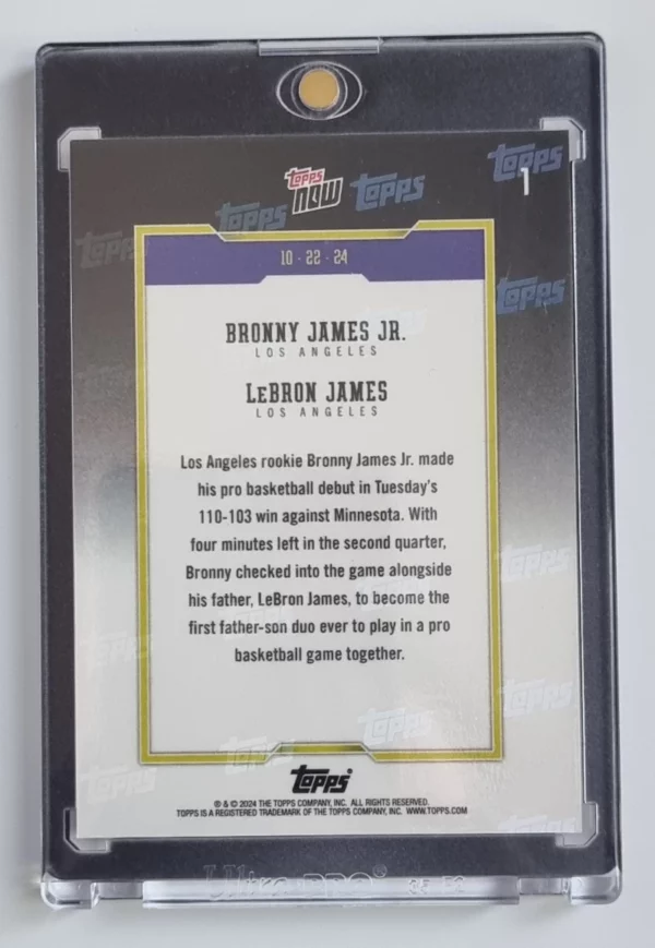 2024-25 Topps Now Orange #1 Bronny James Jr./LeBron James – Image 2